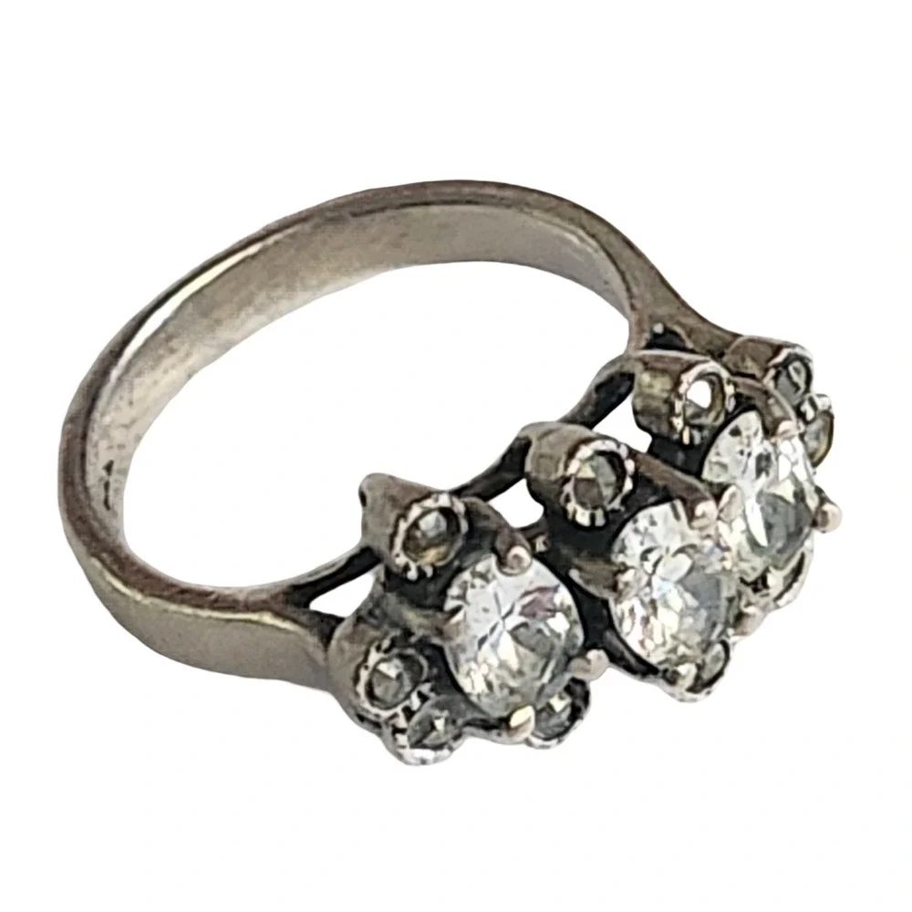 Vtg Sterling Silver 925 Marcasite Ring Size 7 - Picture 2 of 5
